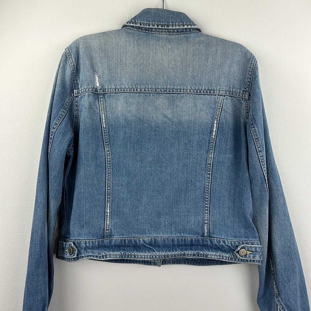 American Eagle 100% Cotton Distressed Denim Jean Jacket, XL - Picture 6 of 11